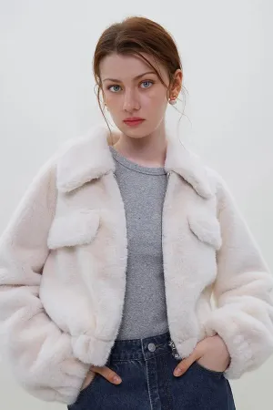 Cropped Faux Fur Bomber Jacket