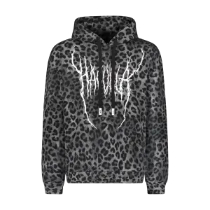 DEMON ANIMAL HOODIE GREY LEOPARD