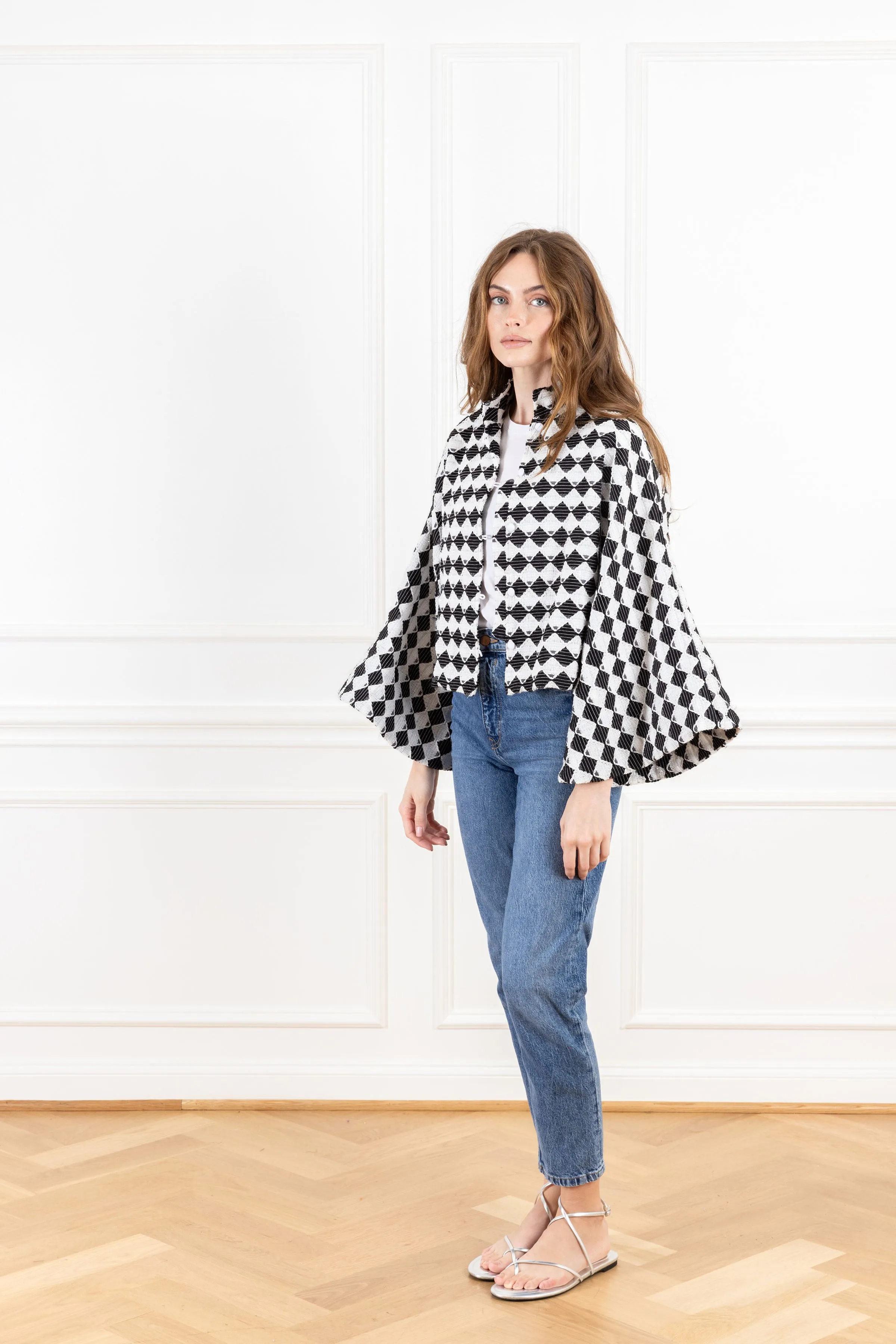 Diamond Woven Cropped Jacket