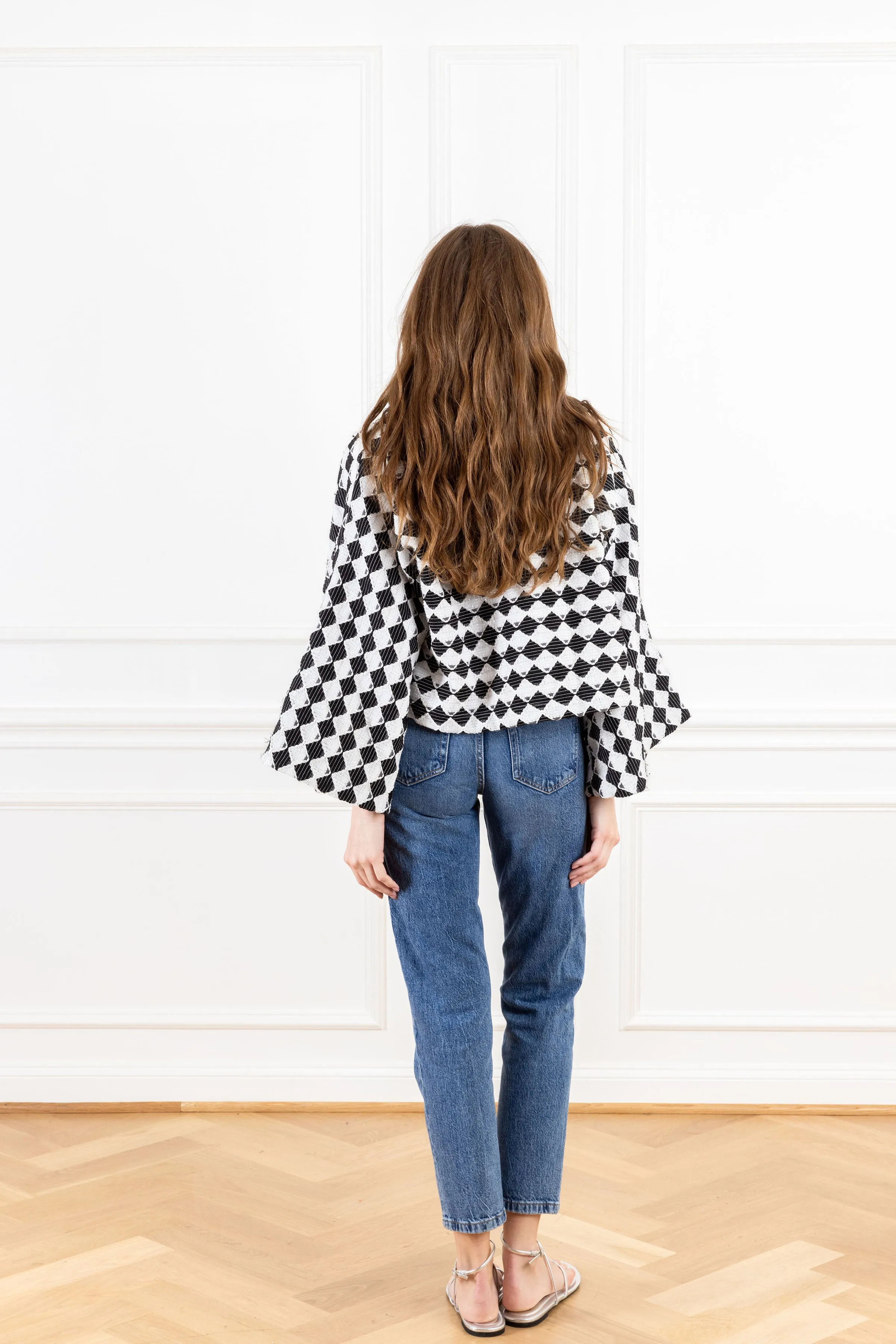 Diamond Woven Cropped Jacket