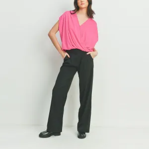 Draped Surplice Knit Top