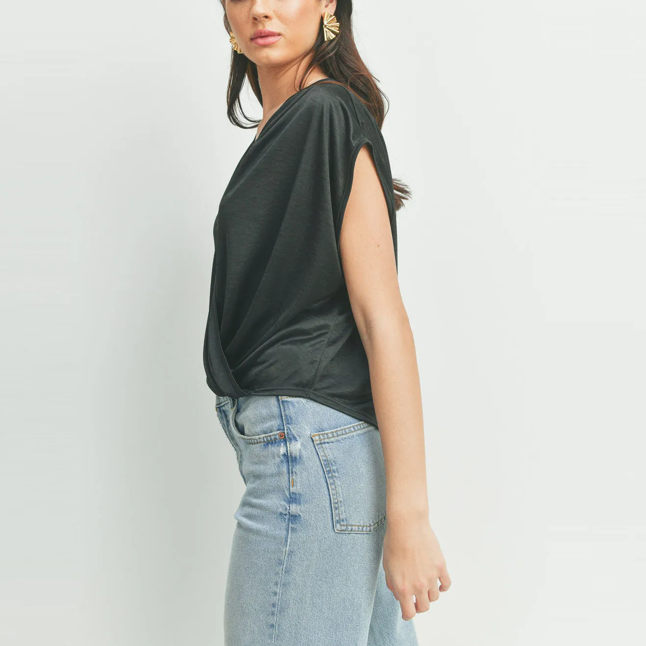 Draped Surplice Knit Top