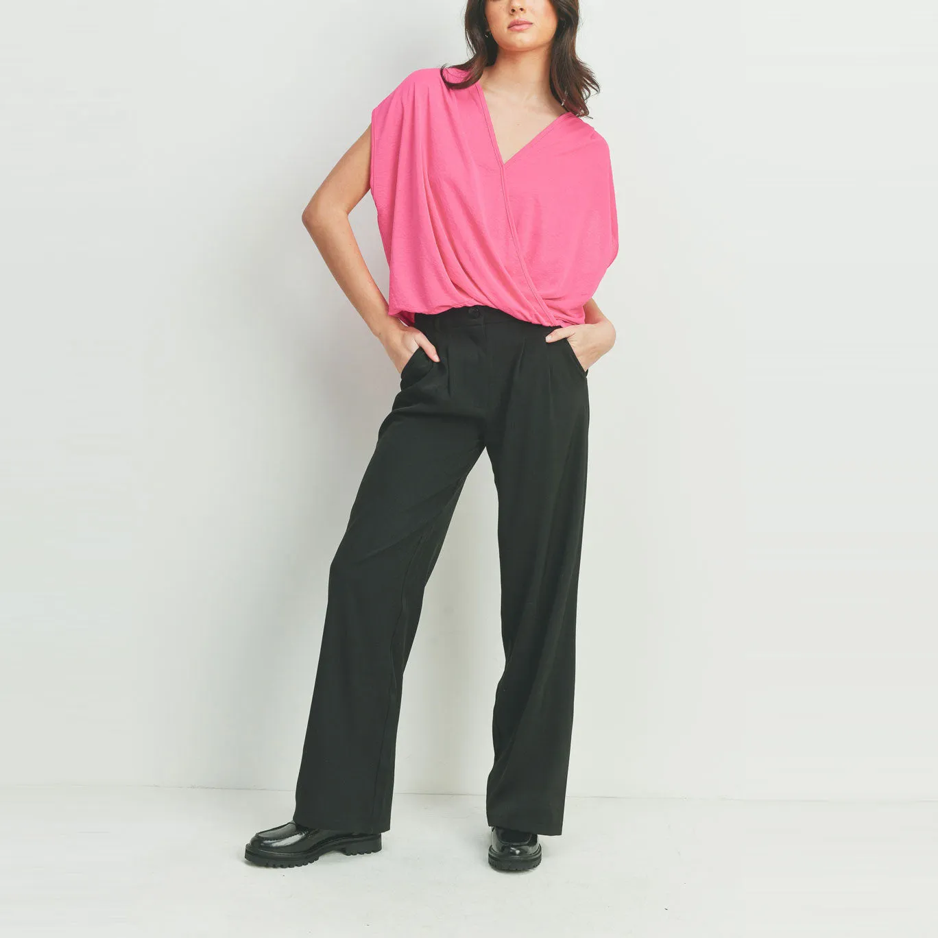 Draped Surplice Knit Top