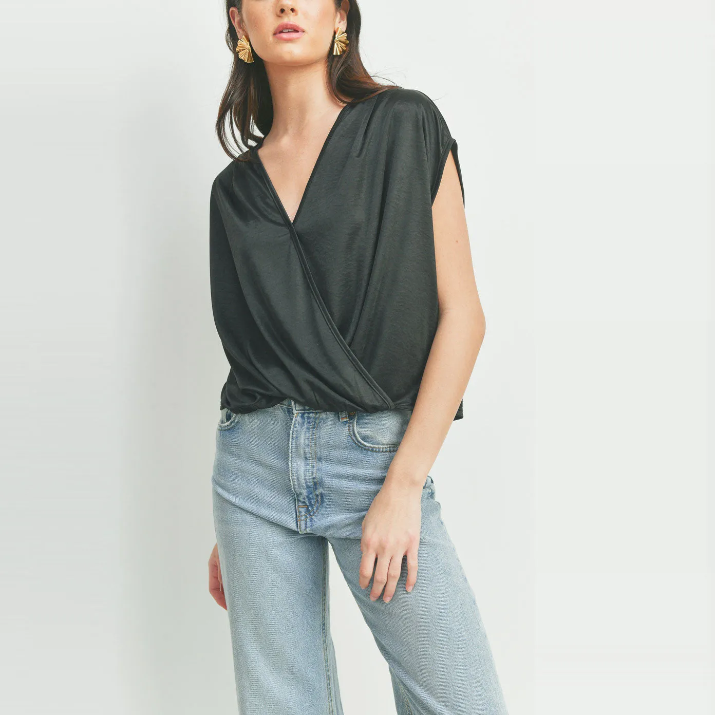 Draped Surplice Knit Top