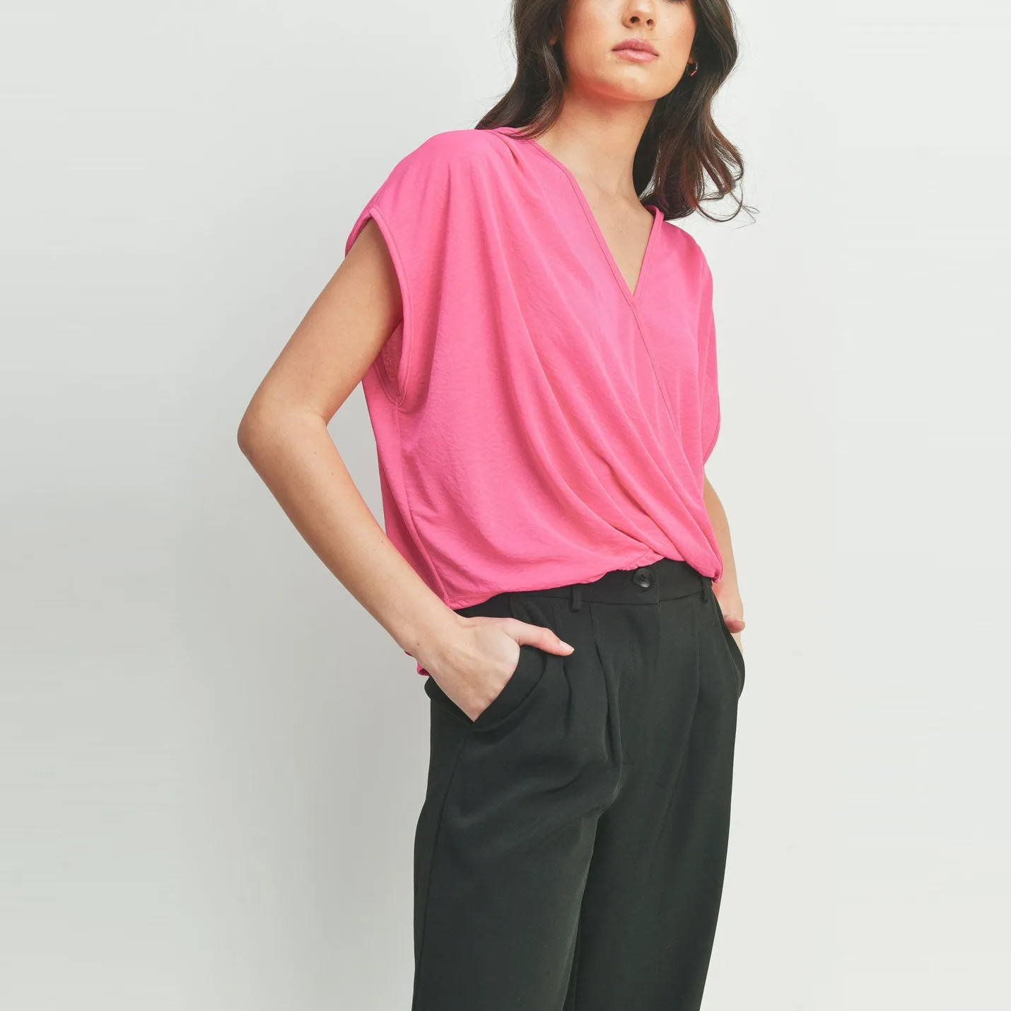 Draped Surplice Knit Top