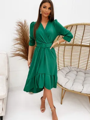 Dresses for Women 2023 New Autumn Winter Ruffled V-neck Dress with Long Sleeves Waistband Long Dress Office Lady Women Clothing