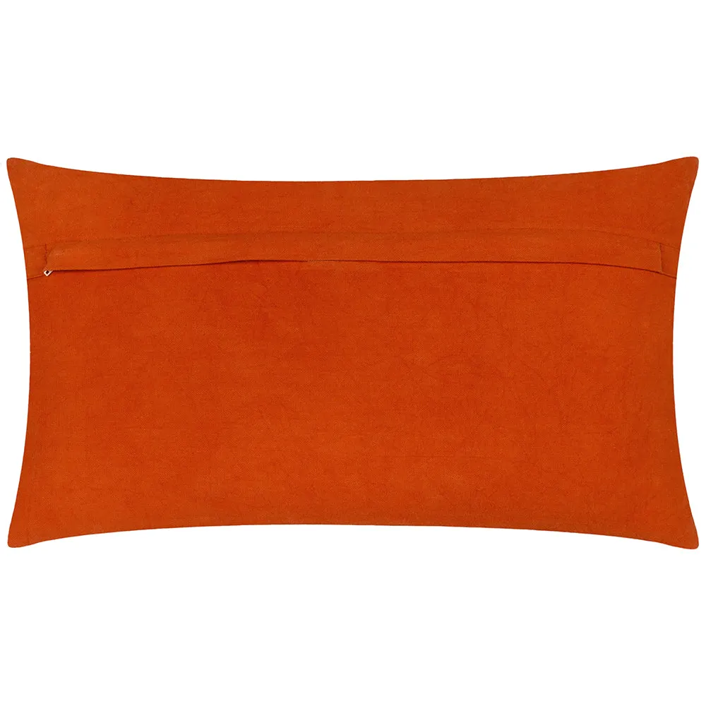 Dynasty Leopard Embroidered Chenille Cushion Rust