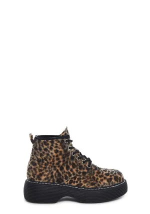 Edgy Anarchy Ankle Booties - Leopard