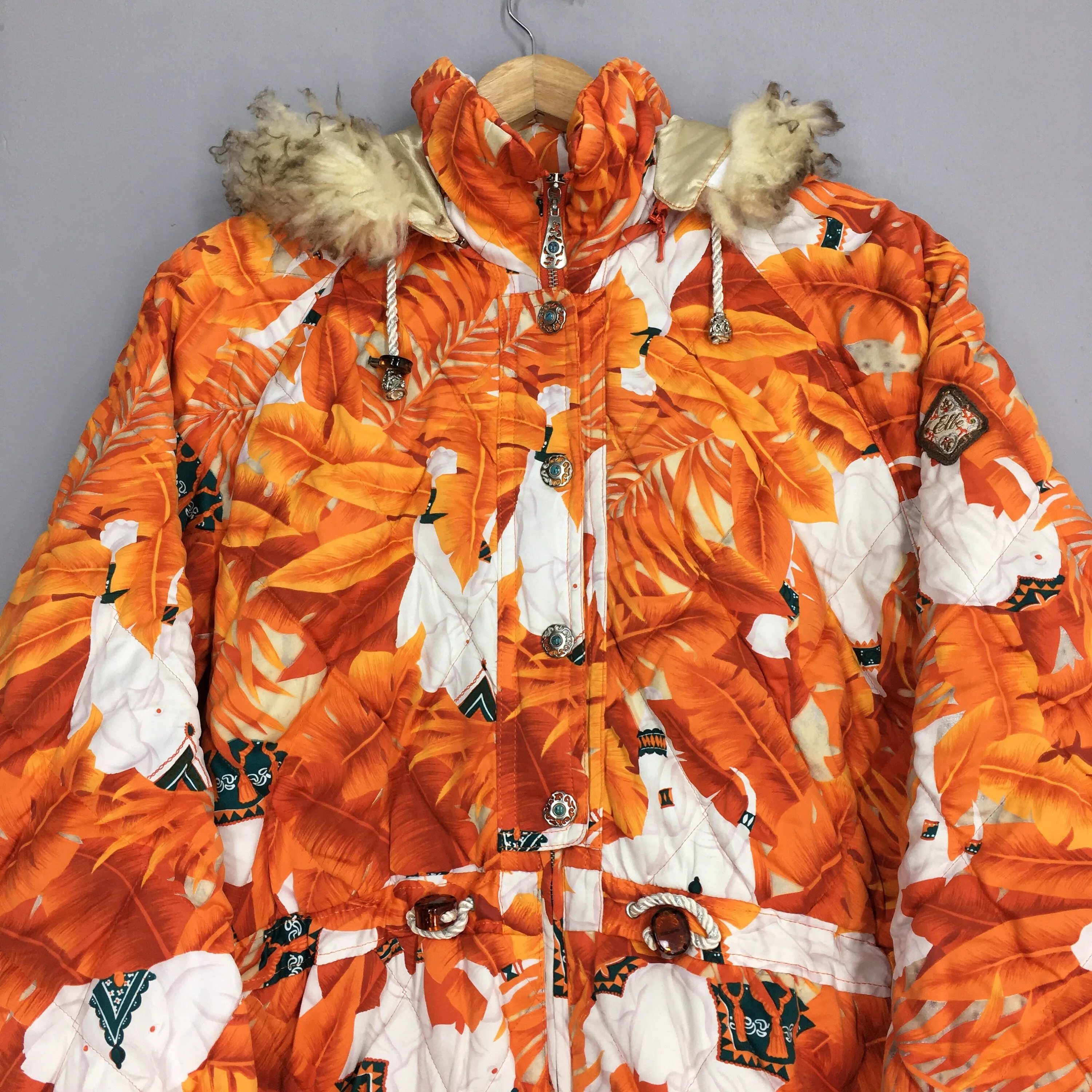Elbe Japan Pop Art Multicolor Floral Ski Wear Jacket Medium
