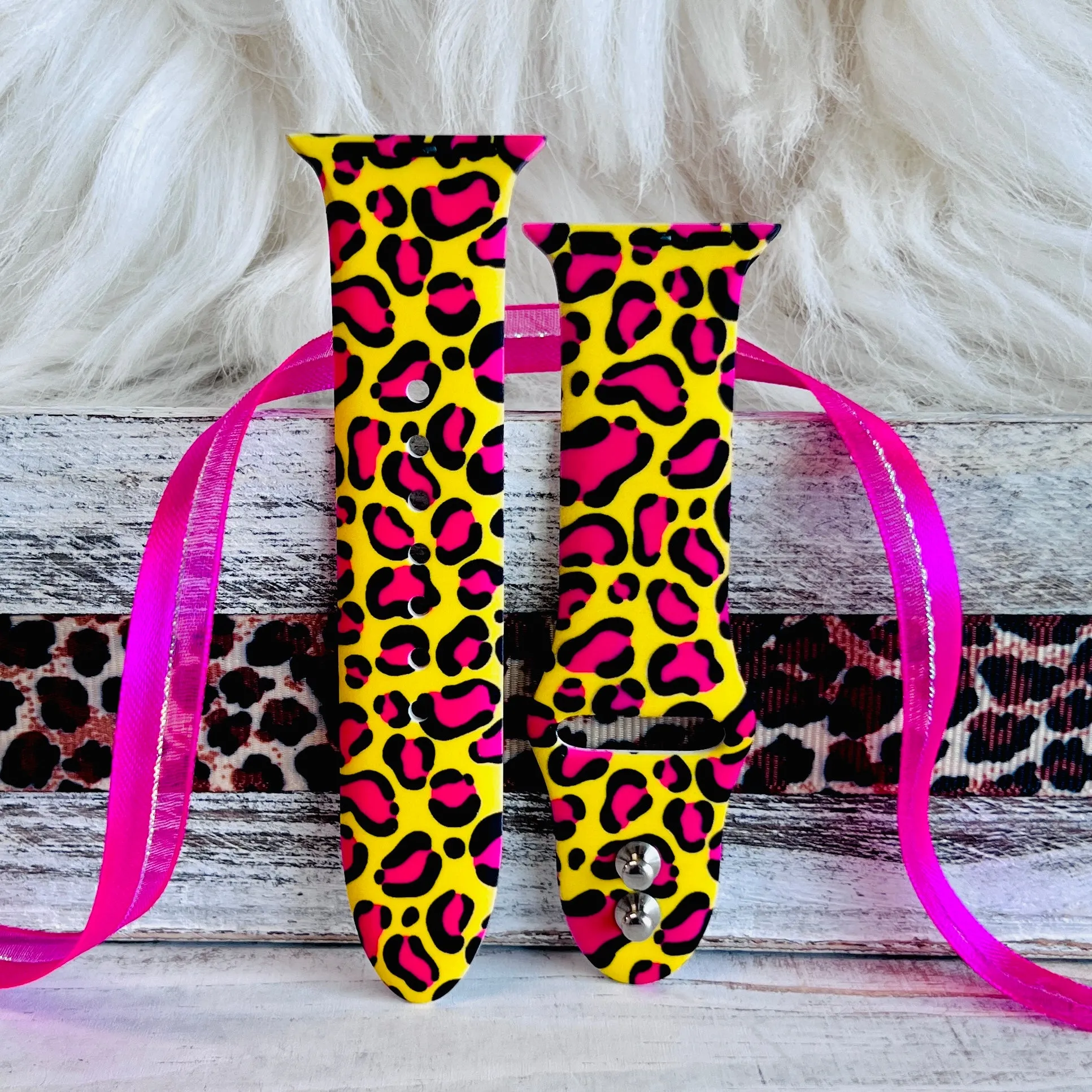 Electric Leopard Print Silicone Band For Apple Watch