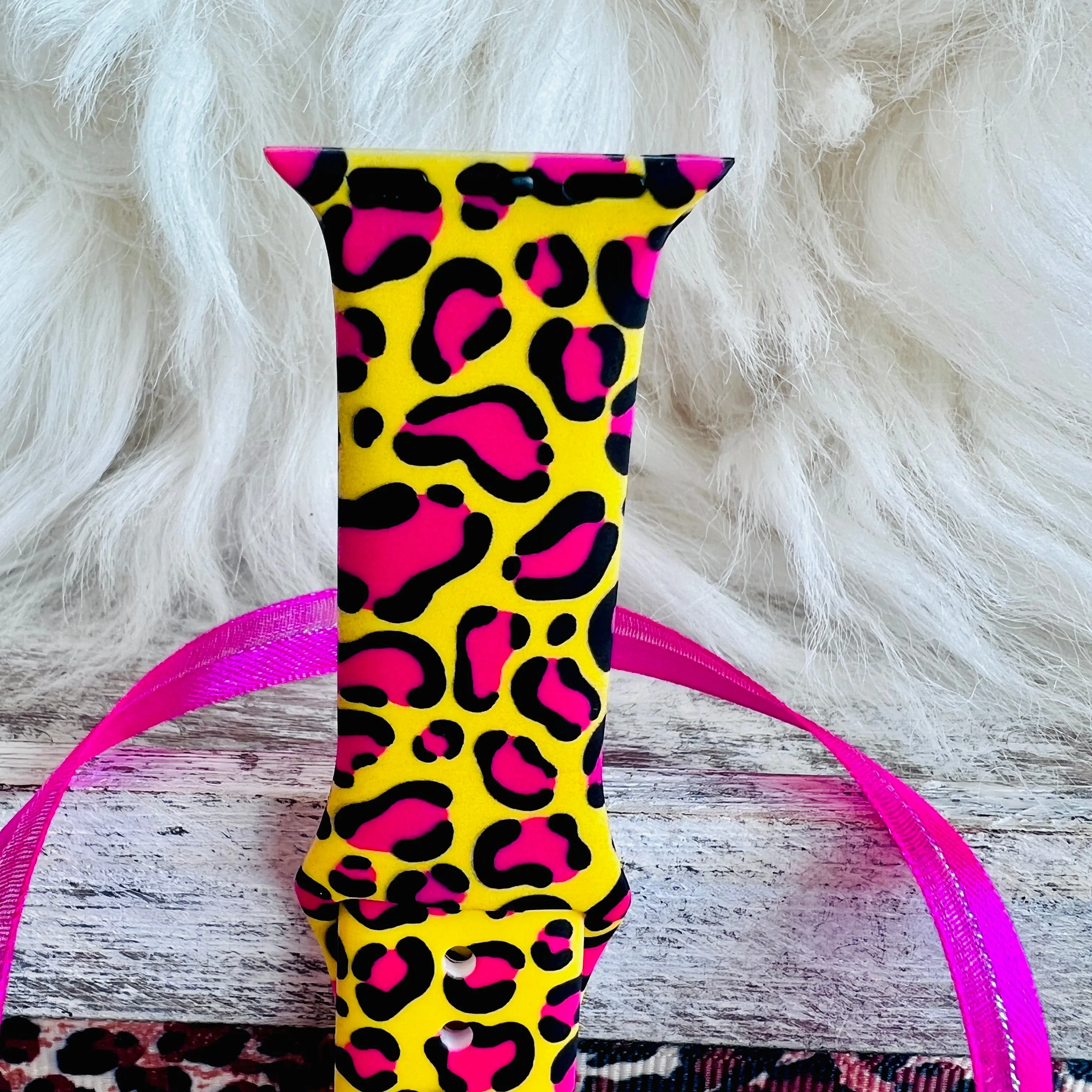 Electric Leopard Print Silicone Band For Apple Watch