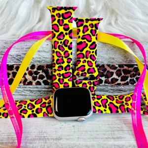 Electric Leopard Print Silicone Band For Apple Watch