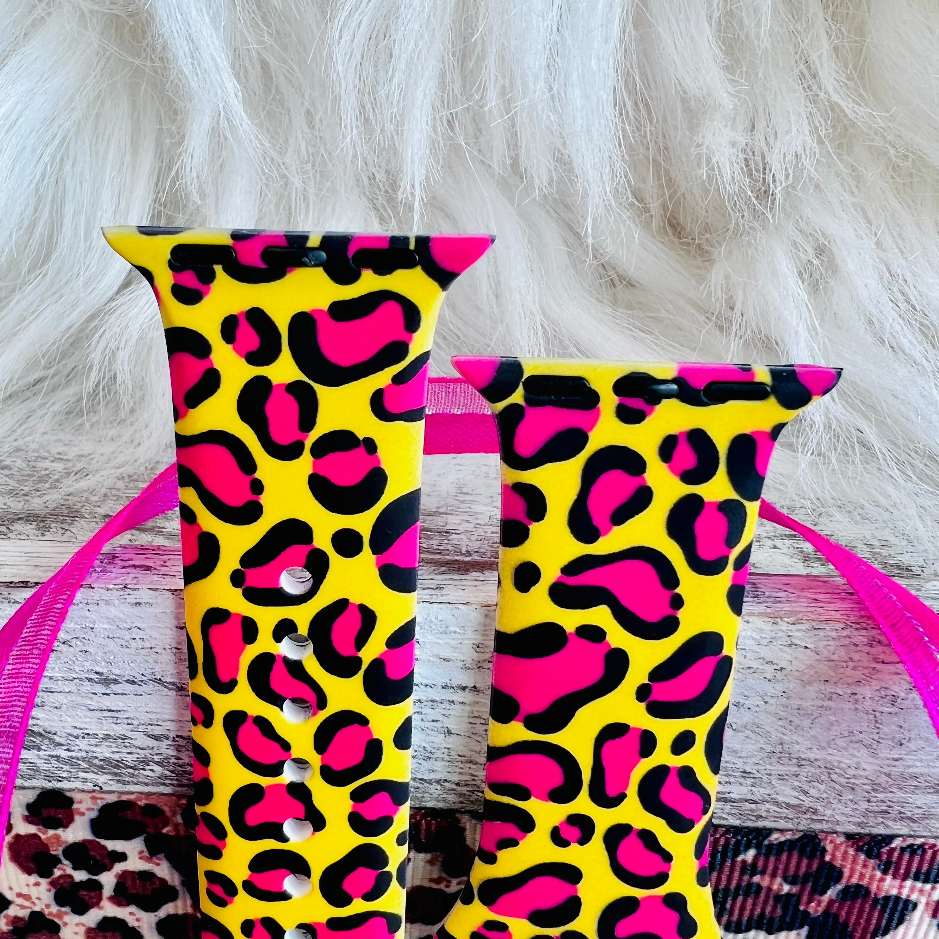 Electric Leopard Print Silicone Band For Apple Watch