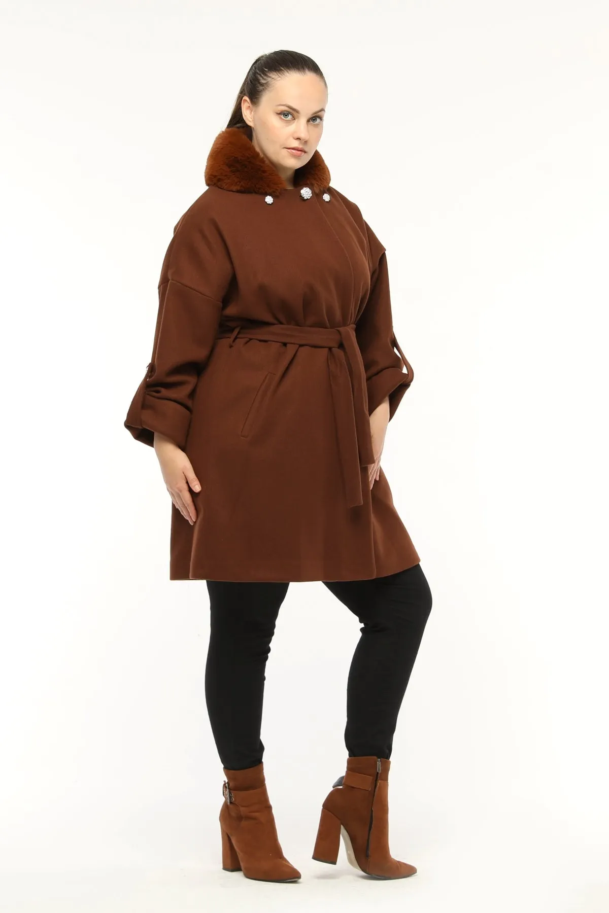 ERC Fux Fur Coat Brown