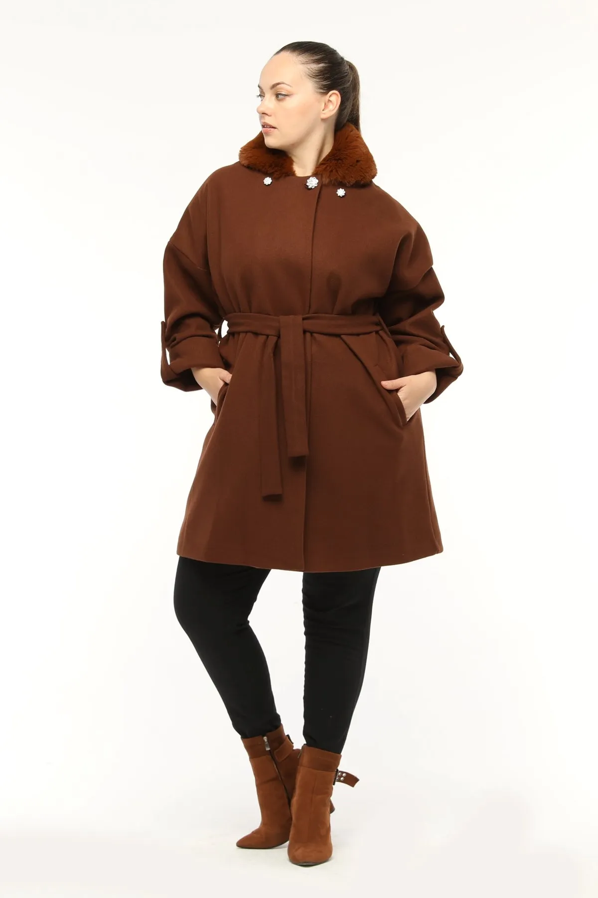 ERC Fux Fur Coat Brown