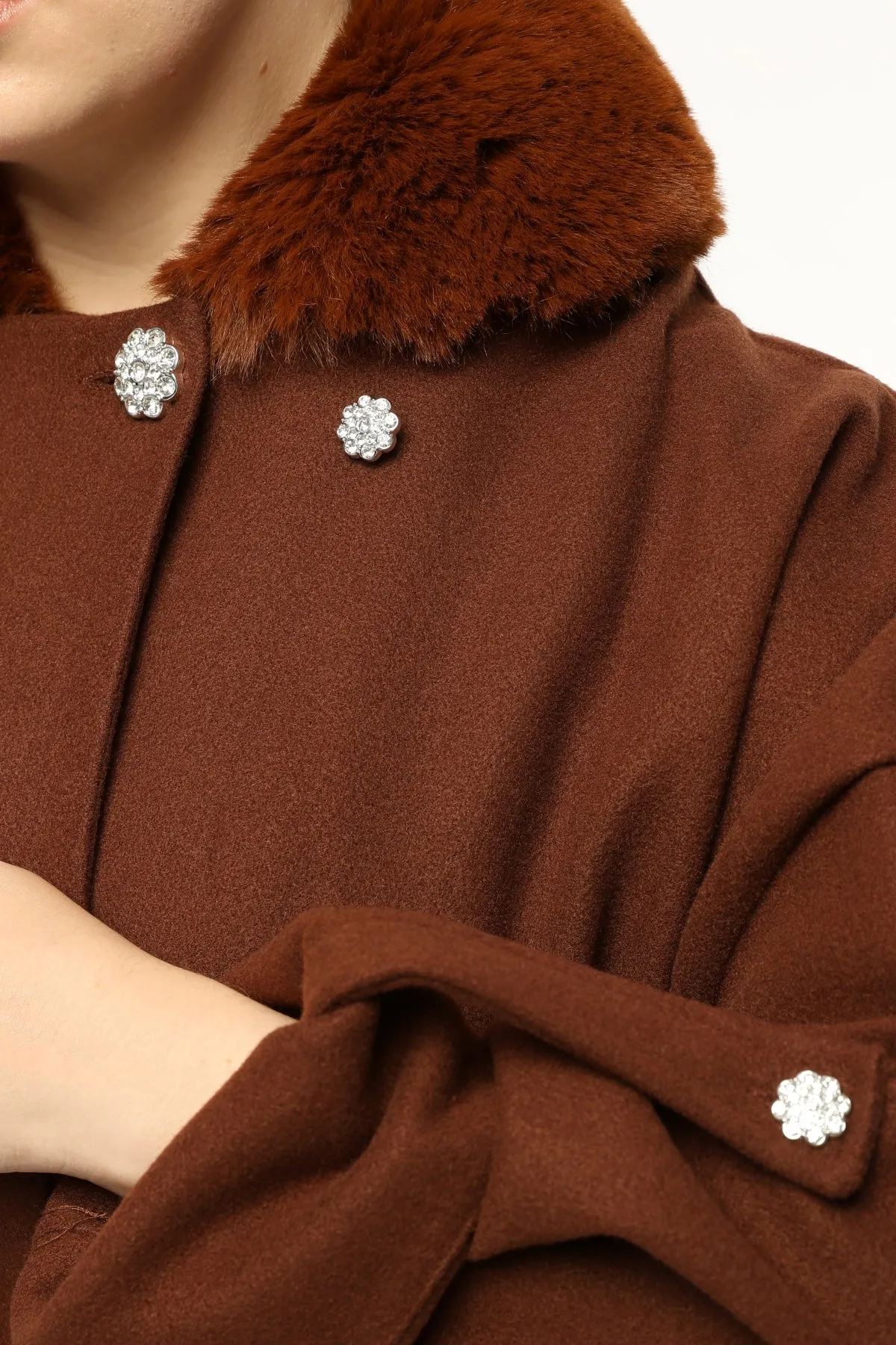 ERC Fux Fur Coat Brown