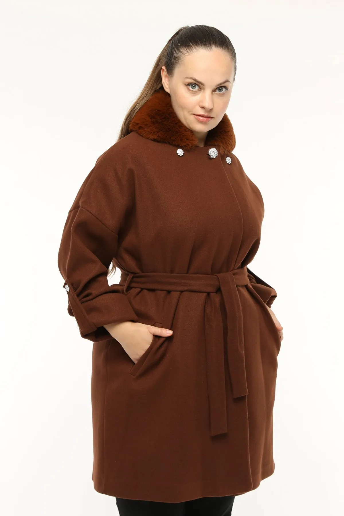 ERC Fux Fur Coat Brown