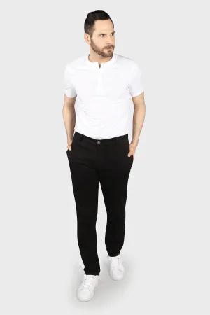 Flat Front Stretch Pants in Black