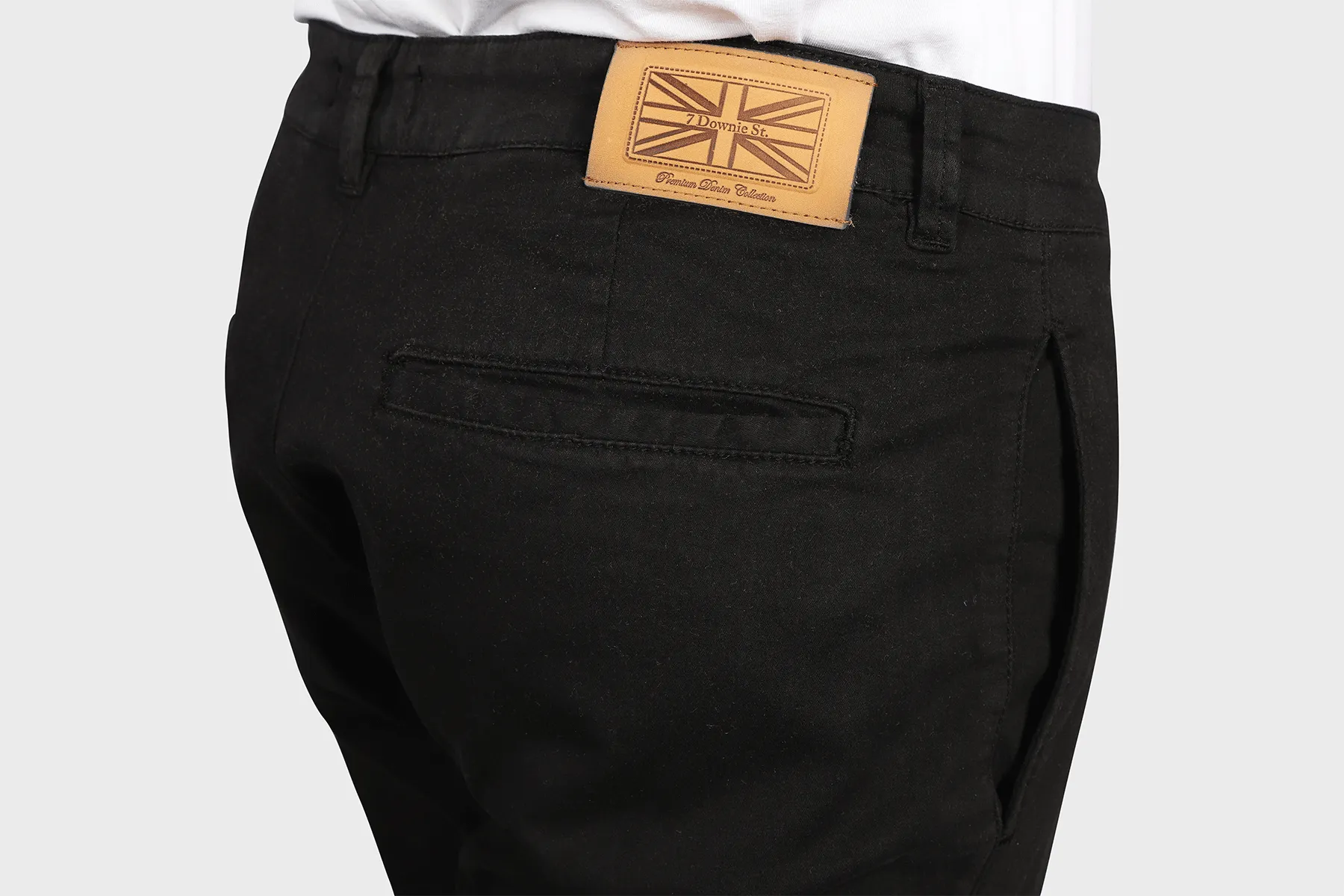 Flat Front Stretch Pants in Black