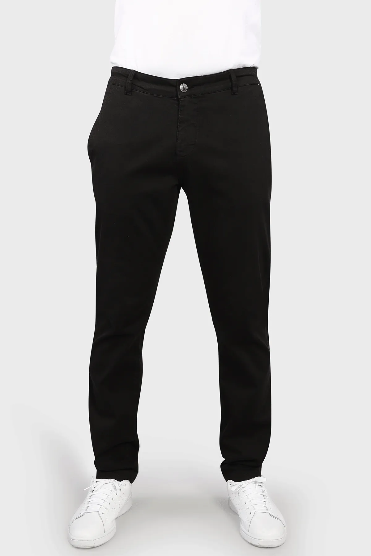 Flat Front Stretch Pants in Black
