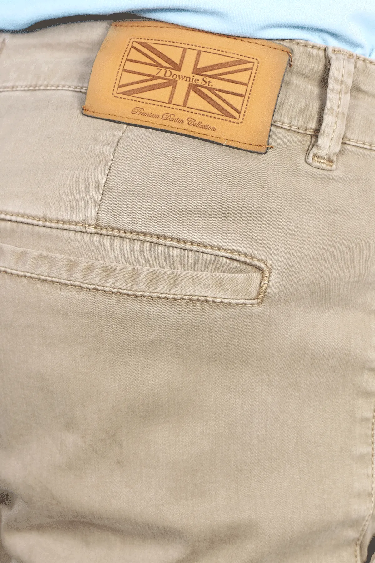 Flat Front Stretch Pants in Oatmeal