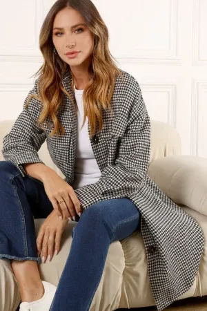 For The Glory Houndstooth Long Shacket