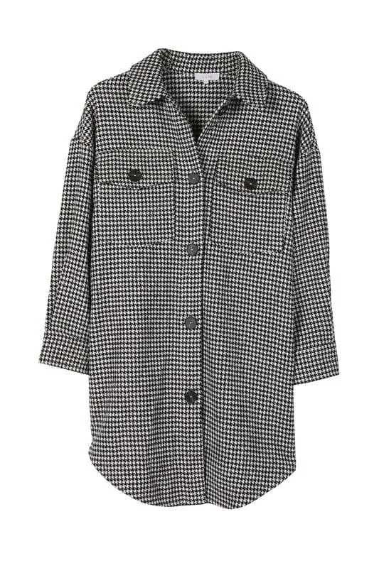 For The Glory Houndstooth Long Shacket