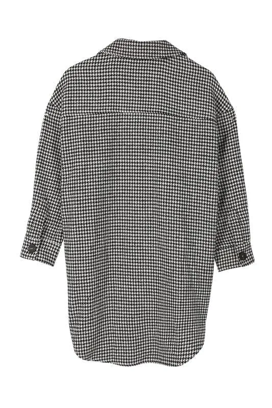 For The Glory Houndstooth Long Shacket