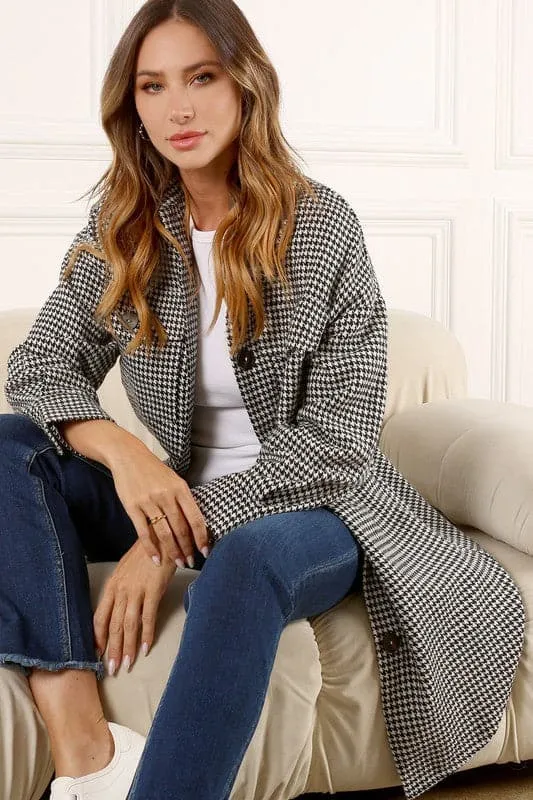 For The Glory Houndstooth Long Shacket