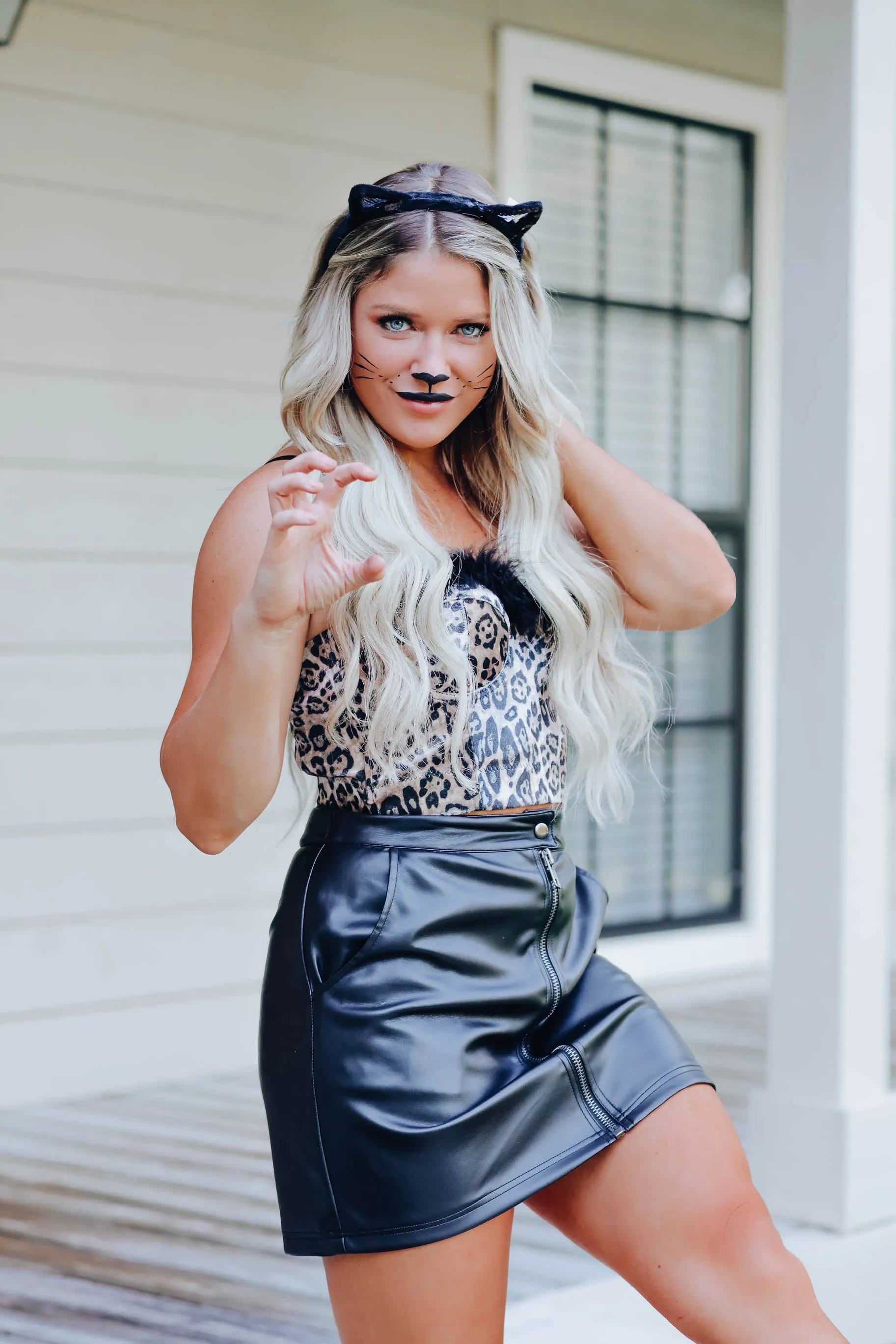 Furry Leopard Corset Costume Top