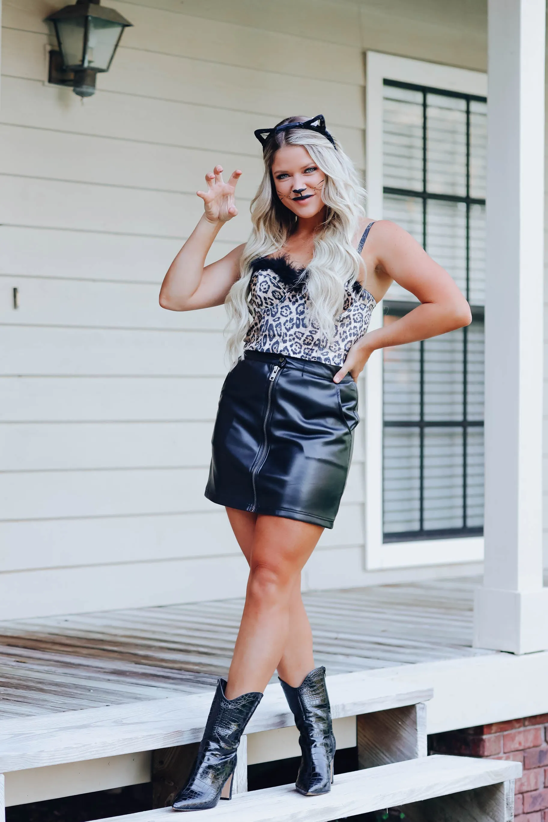 Furry Leopard Corset Costume Top