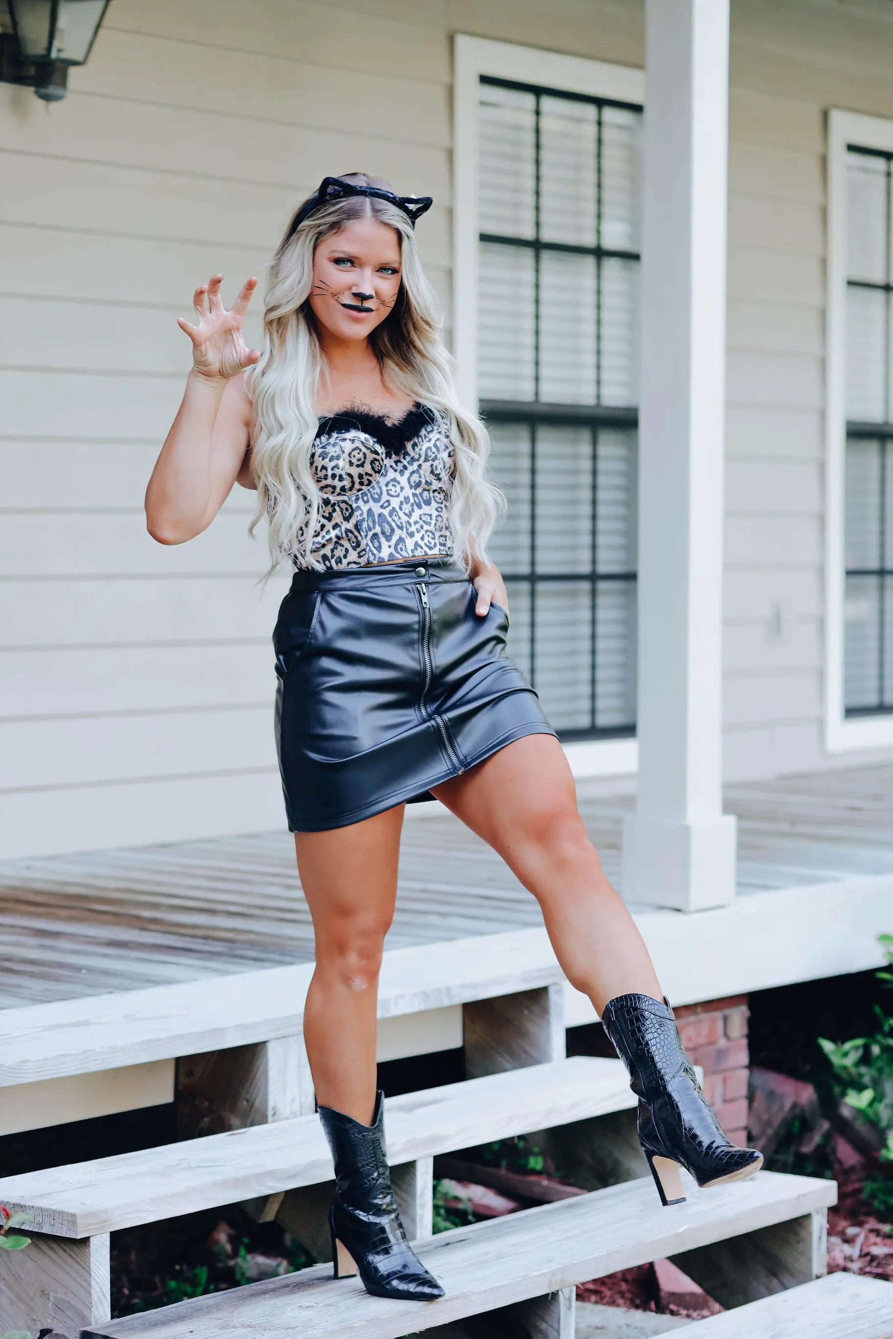 Furry Leopard Corset Costume Top
