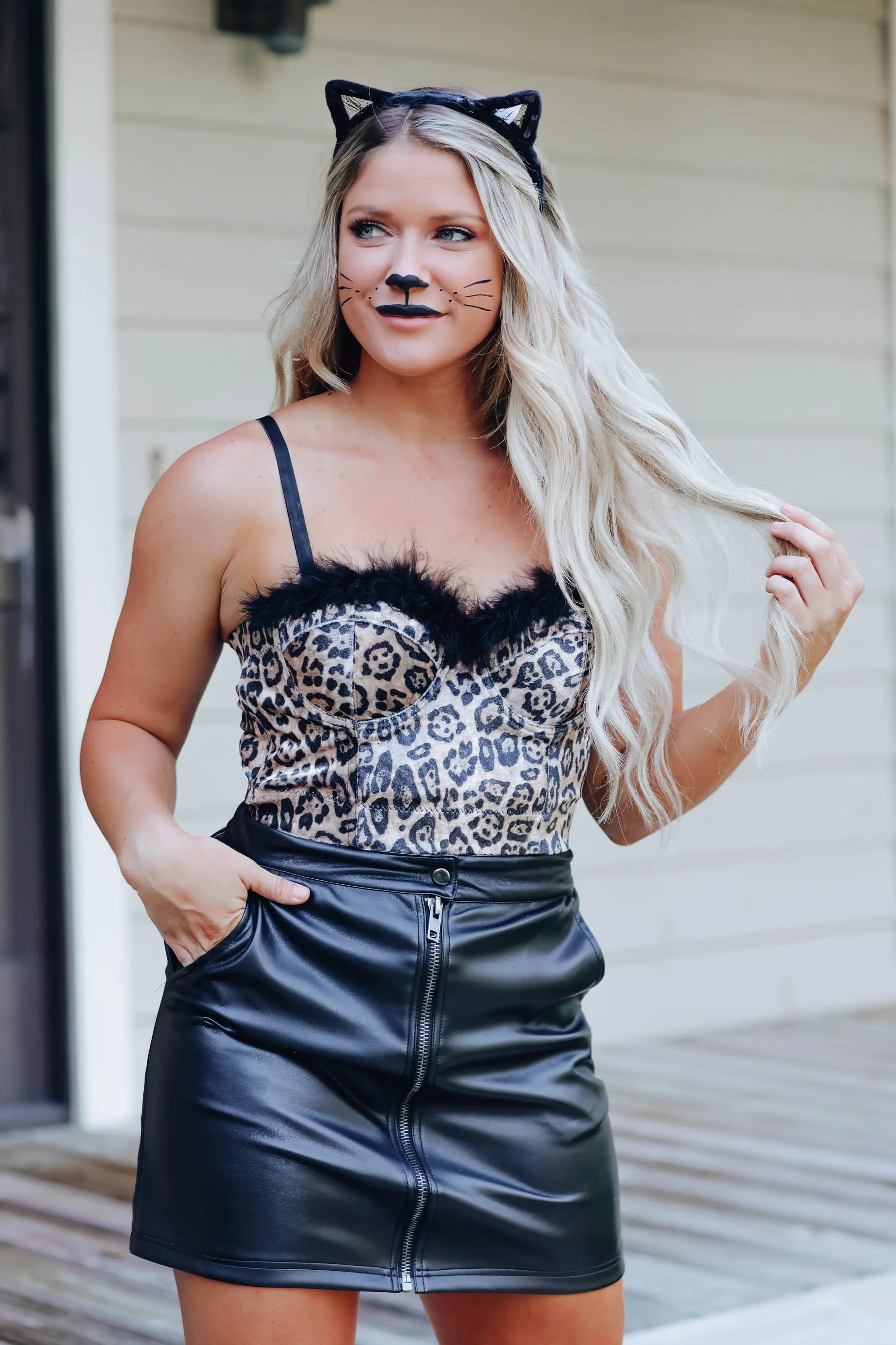 Furry Leopard Corset Costume Top