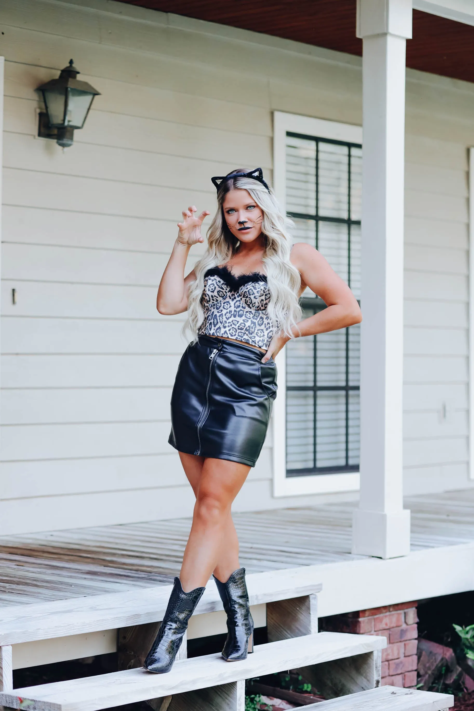 Furry Leopard Corset Costume Top