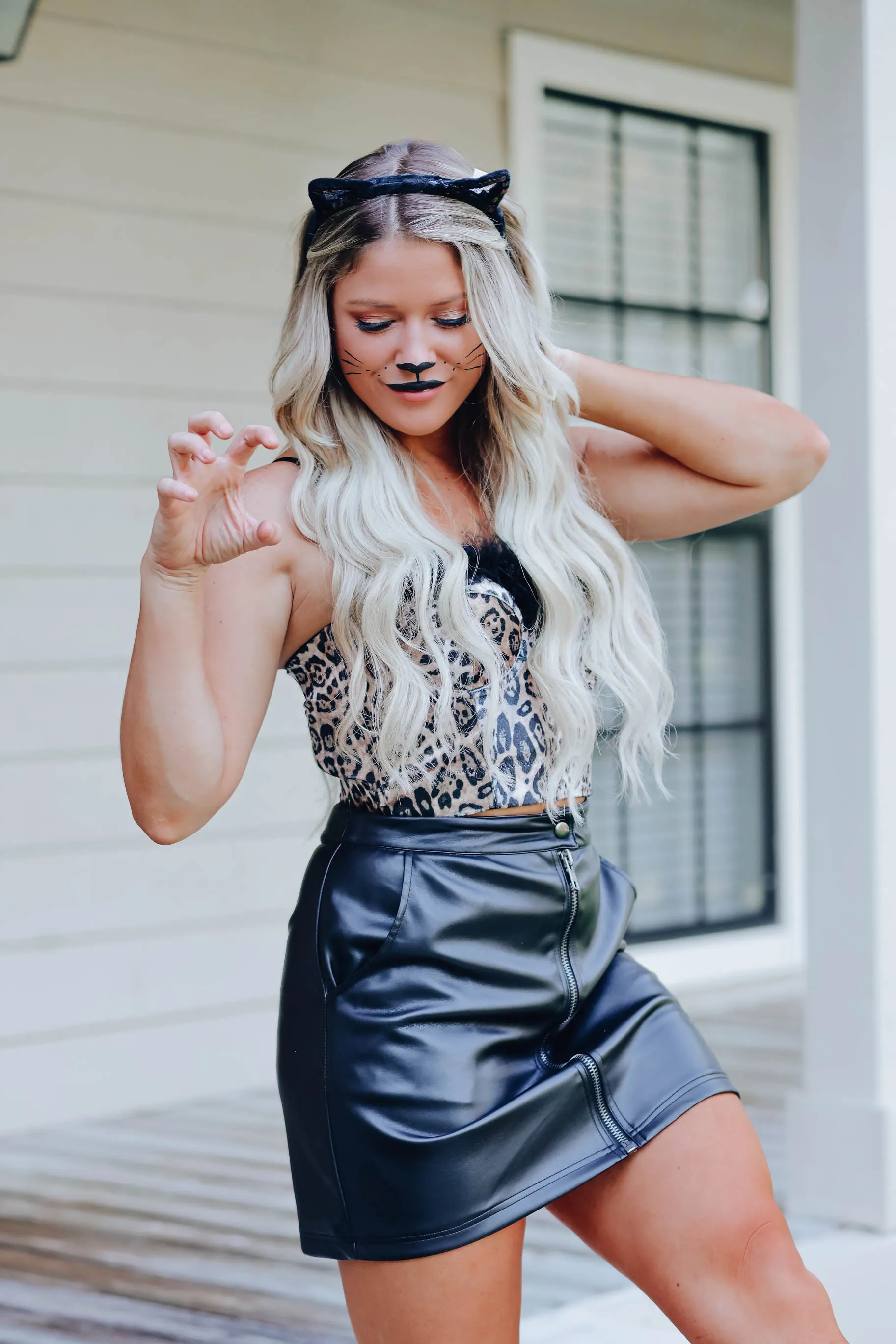 Furry Leopard Corset Costume Top