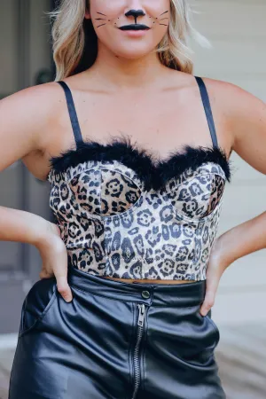 Furry Leopard Corset Costume Top