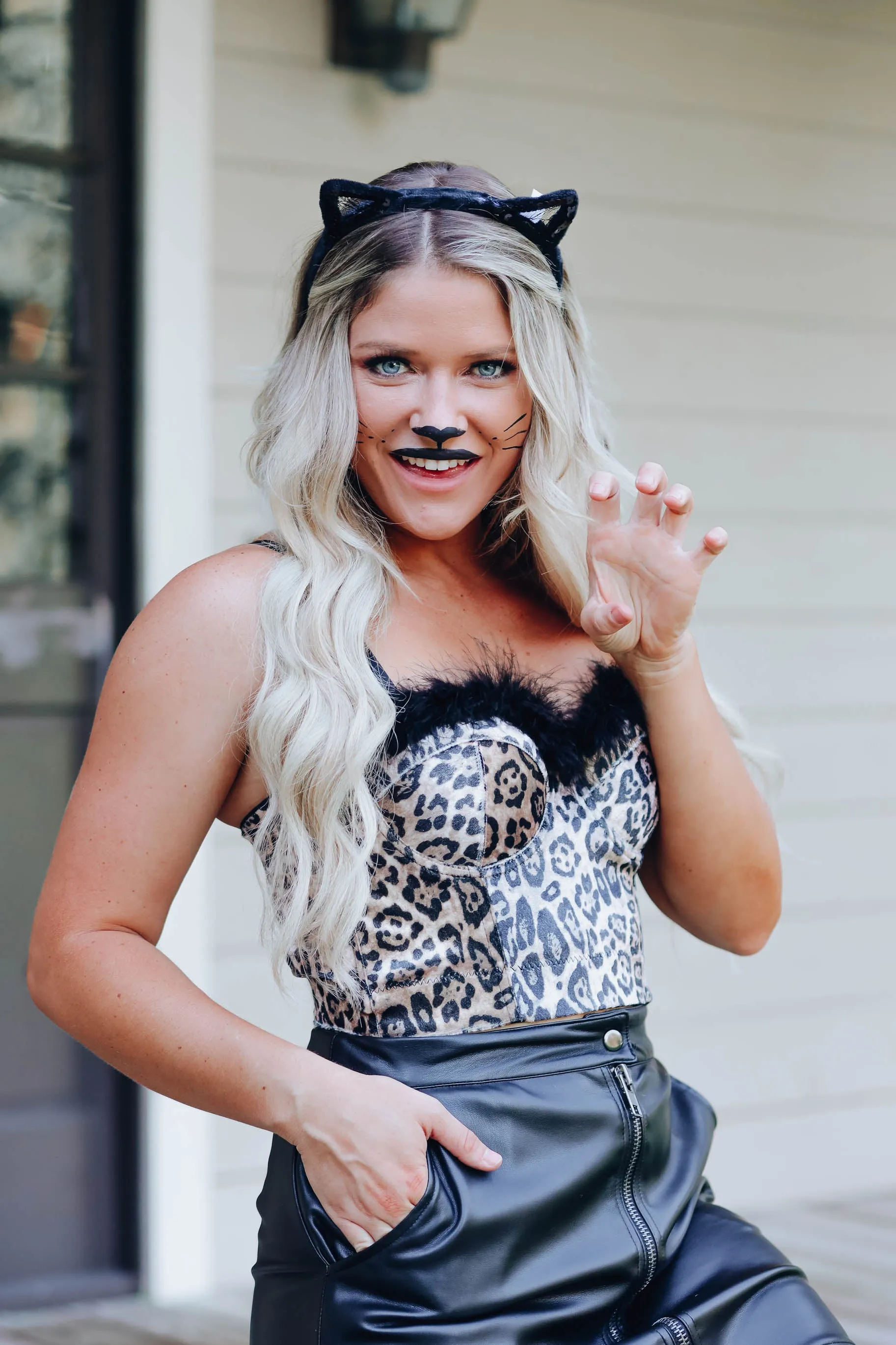 Furry Leopard Corset Costume Top