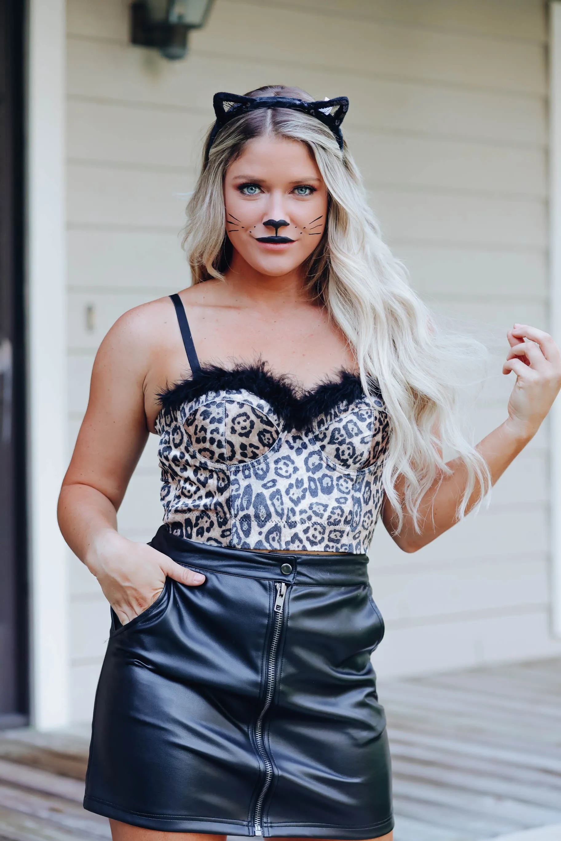 Furry Leopard Corset Costume Top
