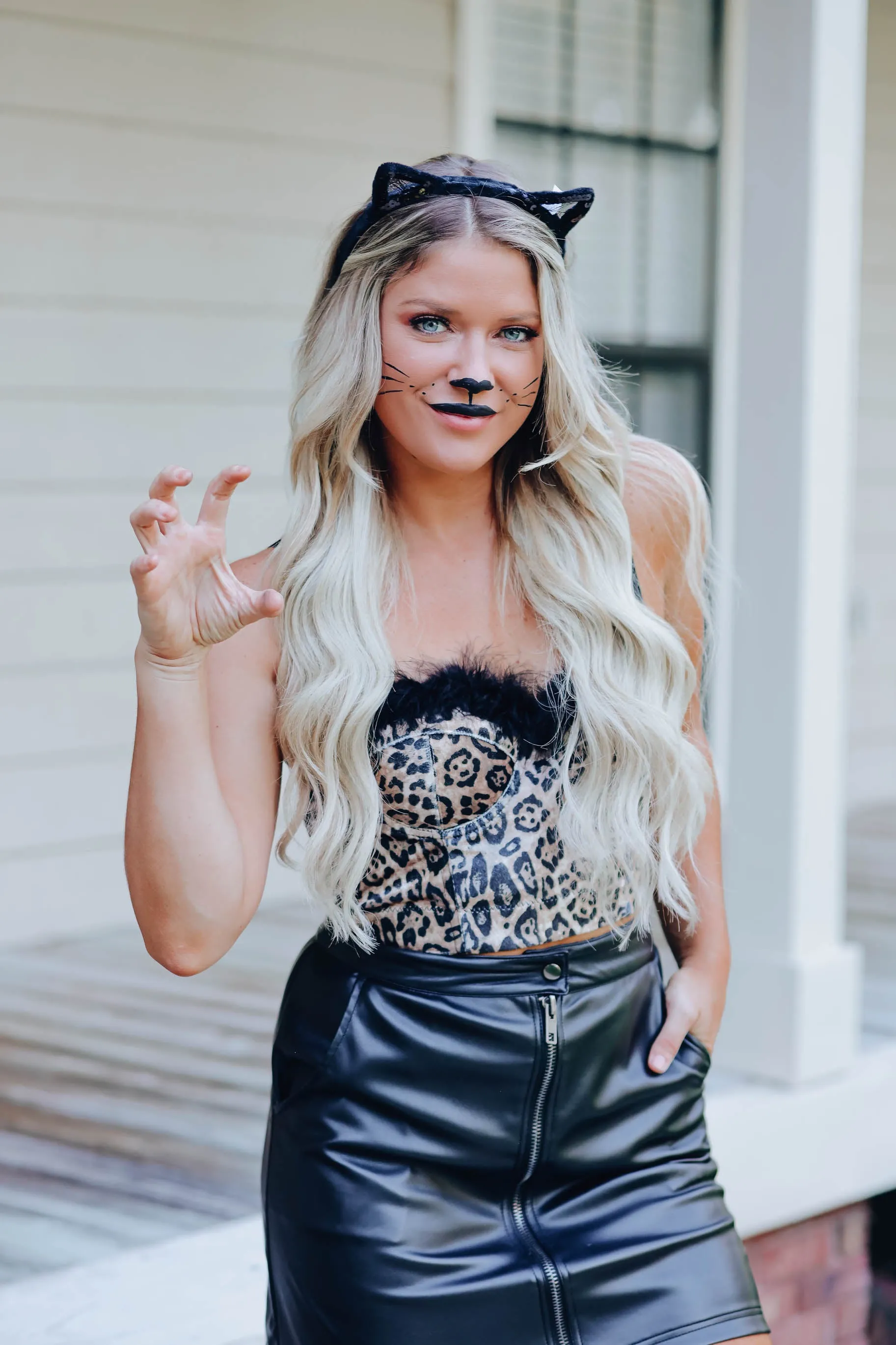 Furry Leopard Corset Costume Top