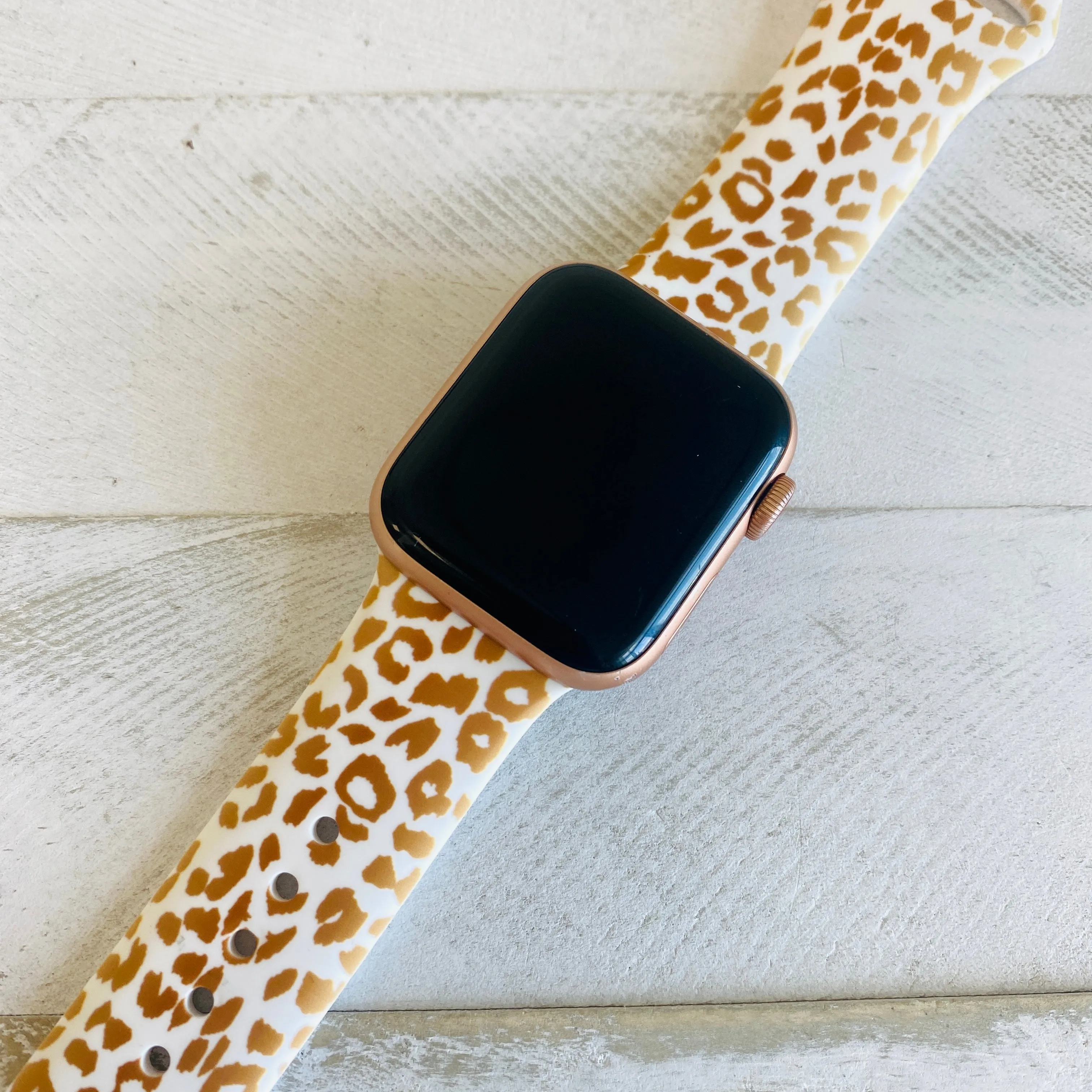 Golden Leopard Print Silicone Band For Fitbit Versa 1/2