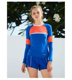 GYMNA MESH PANEL TRAINING LONG SLEEVE TOP IN BLUE