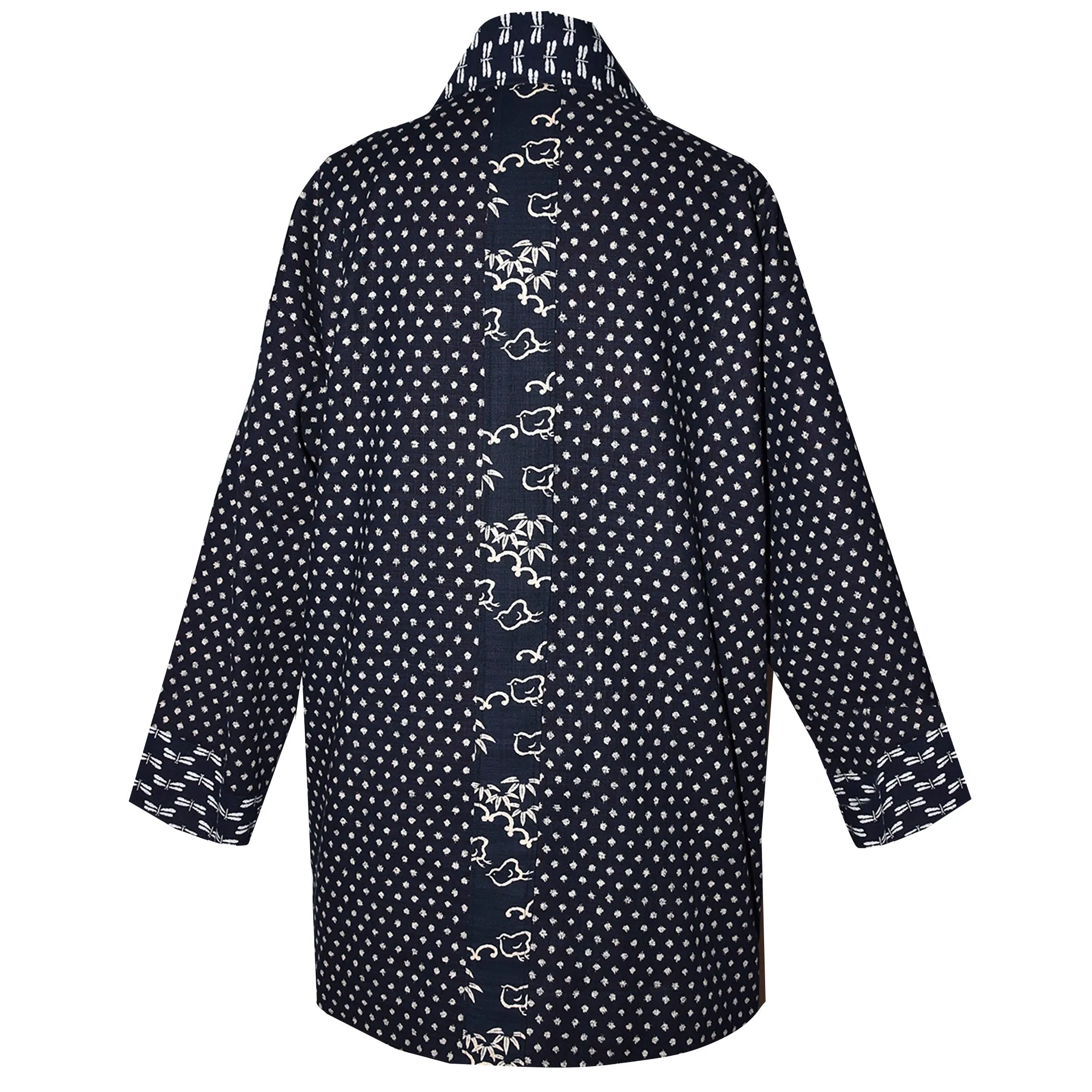 Handcrafted Dragonfly Japanese Indigo Print Kimono Jacket