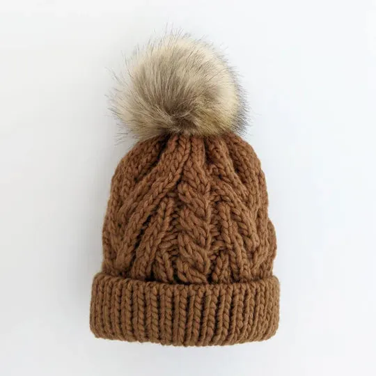 Huggalug Pecan Pop Pom Beanie