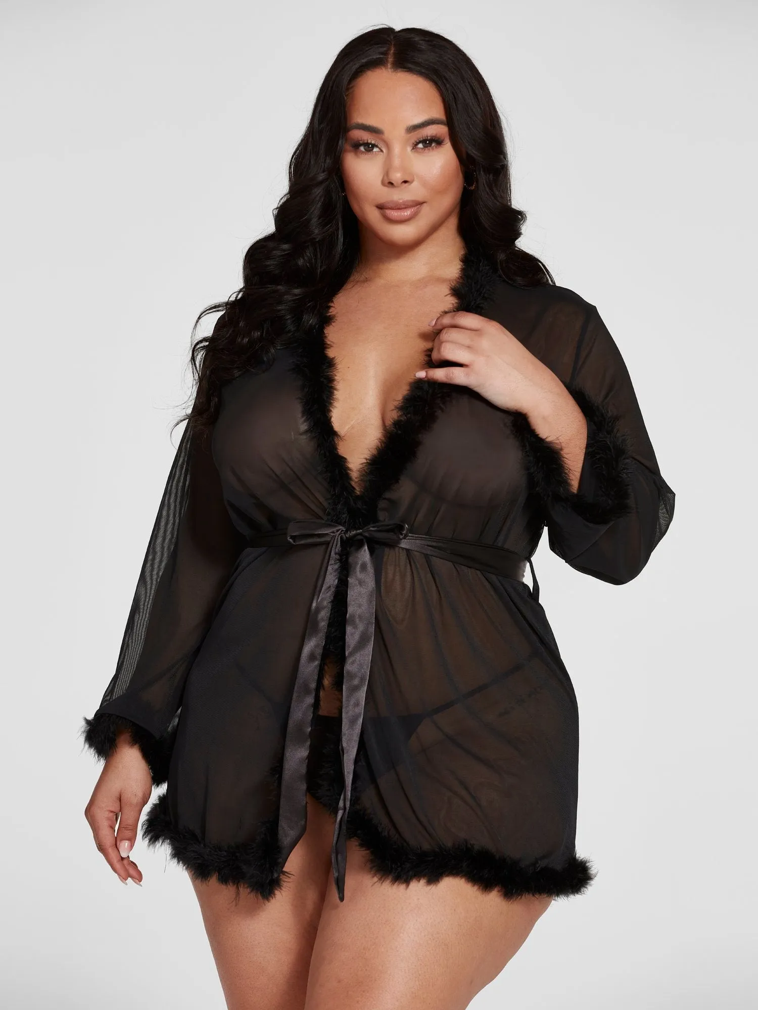 Jayla Faux Fur Trim Robe