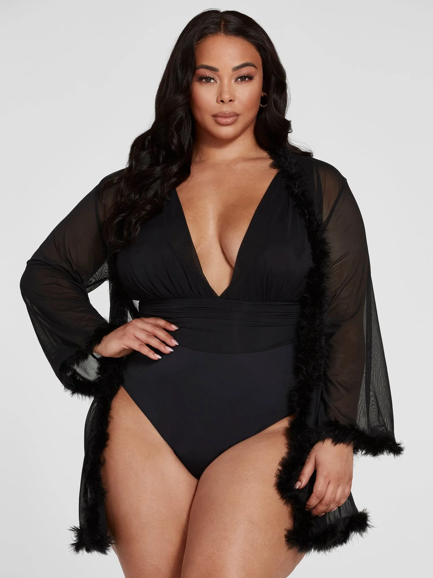 Jayla Faux Fur Trim Robe