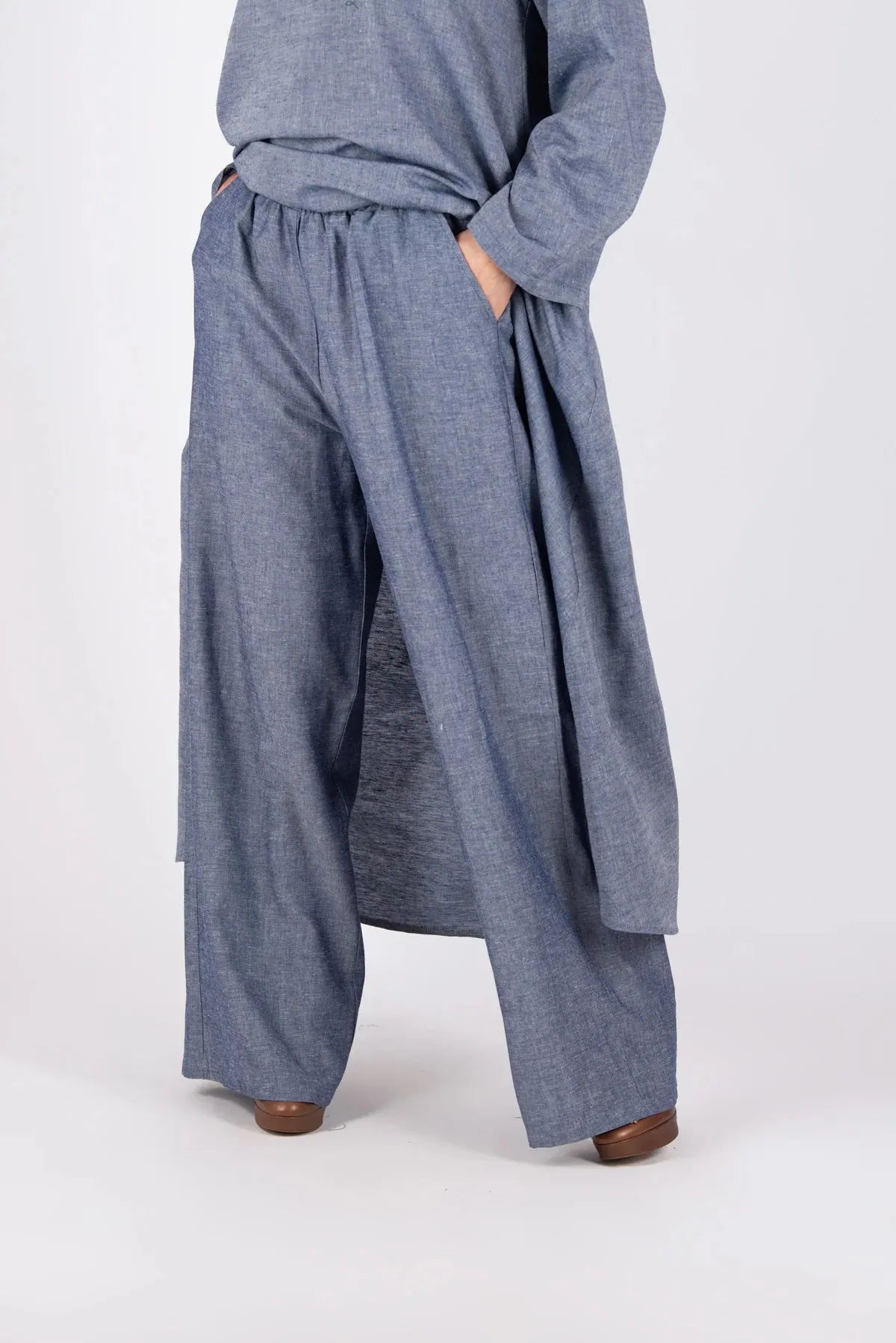 JESIKA JEANS BLUE WIDE LINEN PANTS