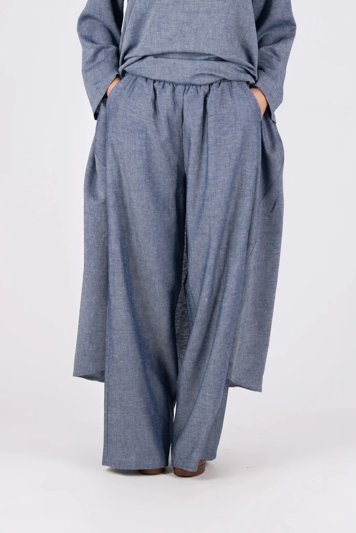 JESIKA JEANS BLUE WIDE LINEN PANTS