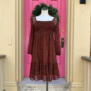 Just Taylor rust black cheetah print dress size 2