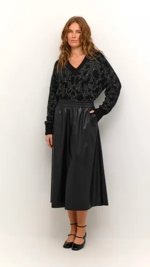 KA MIKKA MIDI SKIRT - BLACK