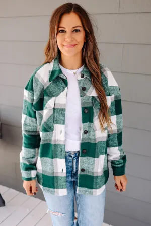 Kristin Plaid Shacket - Forest Green